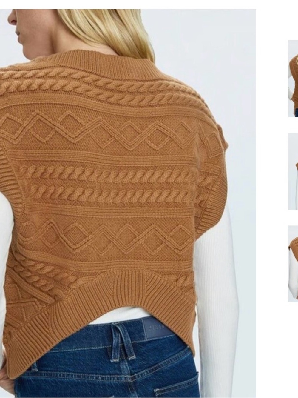 pistola Camel Cable-Knit V-Neck Sweater Vest - Picture 2 of 5